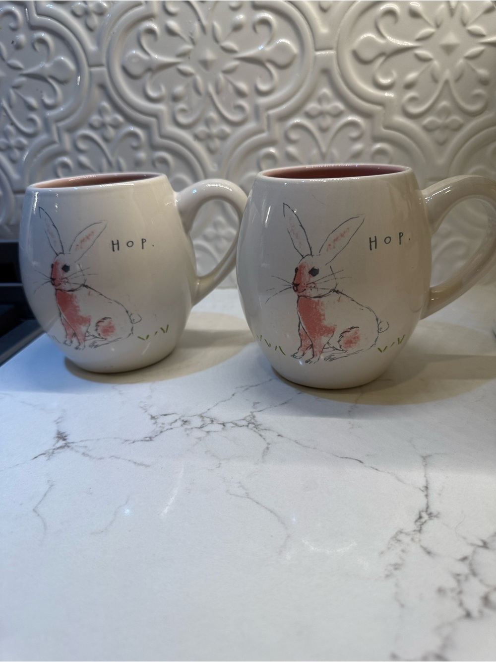 Pair of Rae Dunn Artisan Hop Bunny Rabbit Mugs